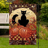 Lofaris Cat Pumpkin Stars Halloween Waterproof Garden Flag